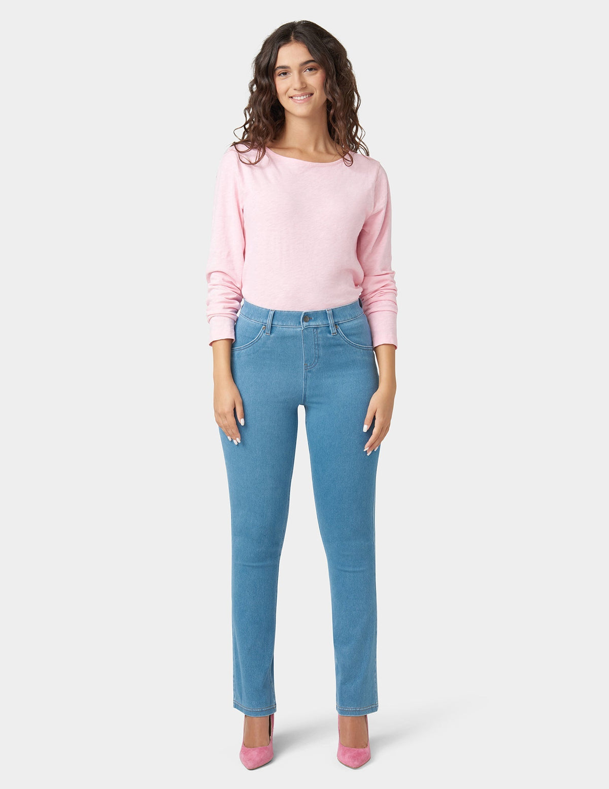 Hue Ultra Soft Denim Baby Bootcut - Sail Blue Wash