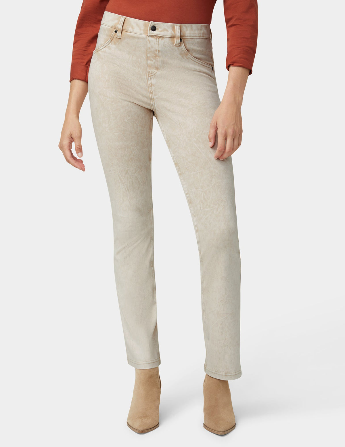 Hue Ultra Soft Denim Baby Bootcut - Oatmeal Acid Wash