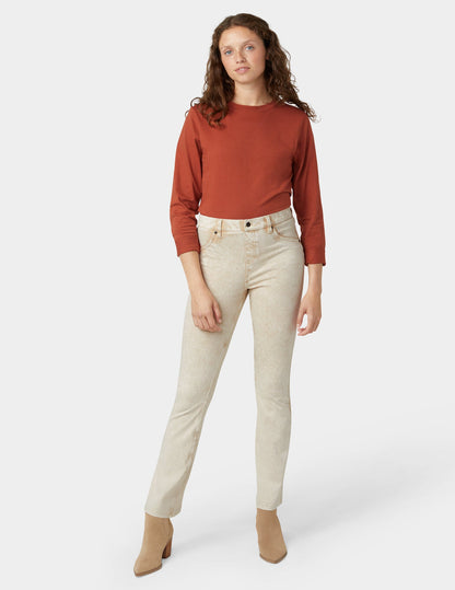 Hue Ultra Soft Denim Baby Bootcut - Oatmeal Acid Wash