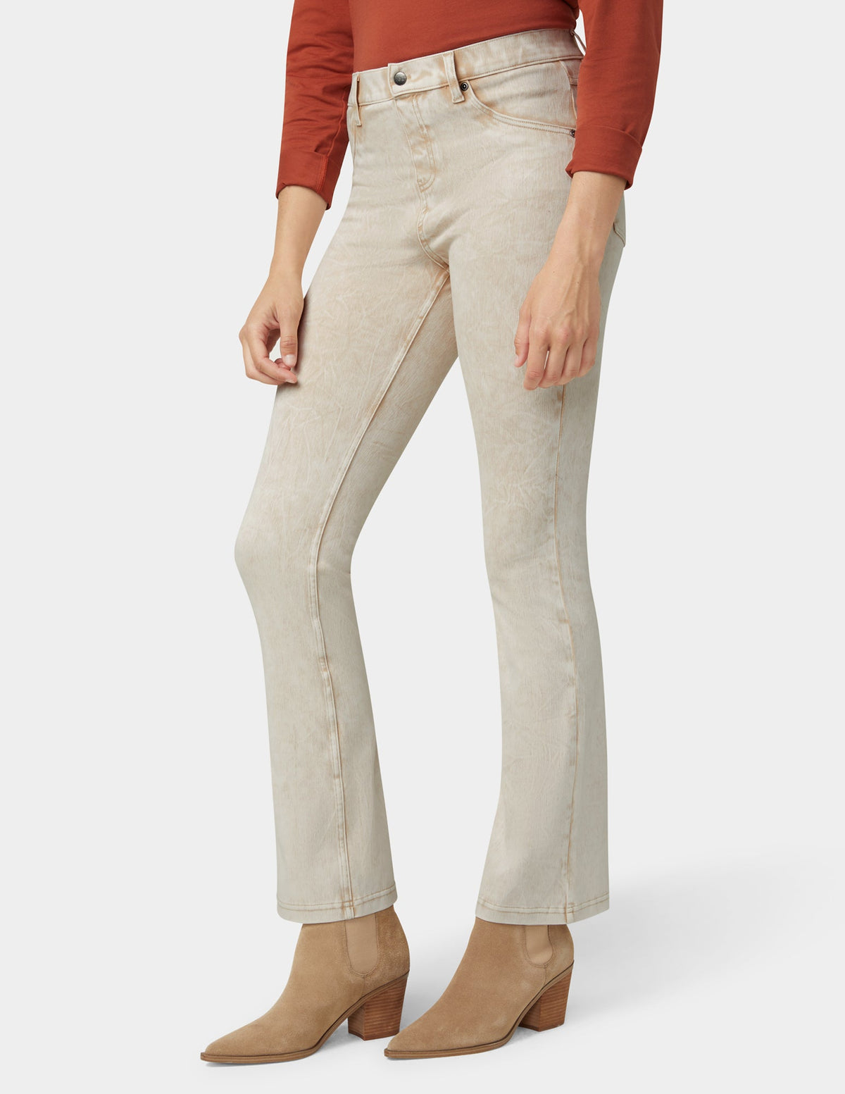 Hue Ultra Soft Denim Baby Bootcut - Oatmeal Acid Wash