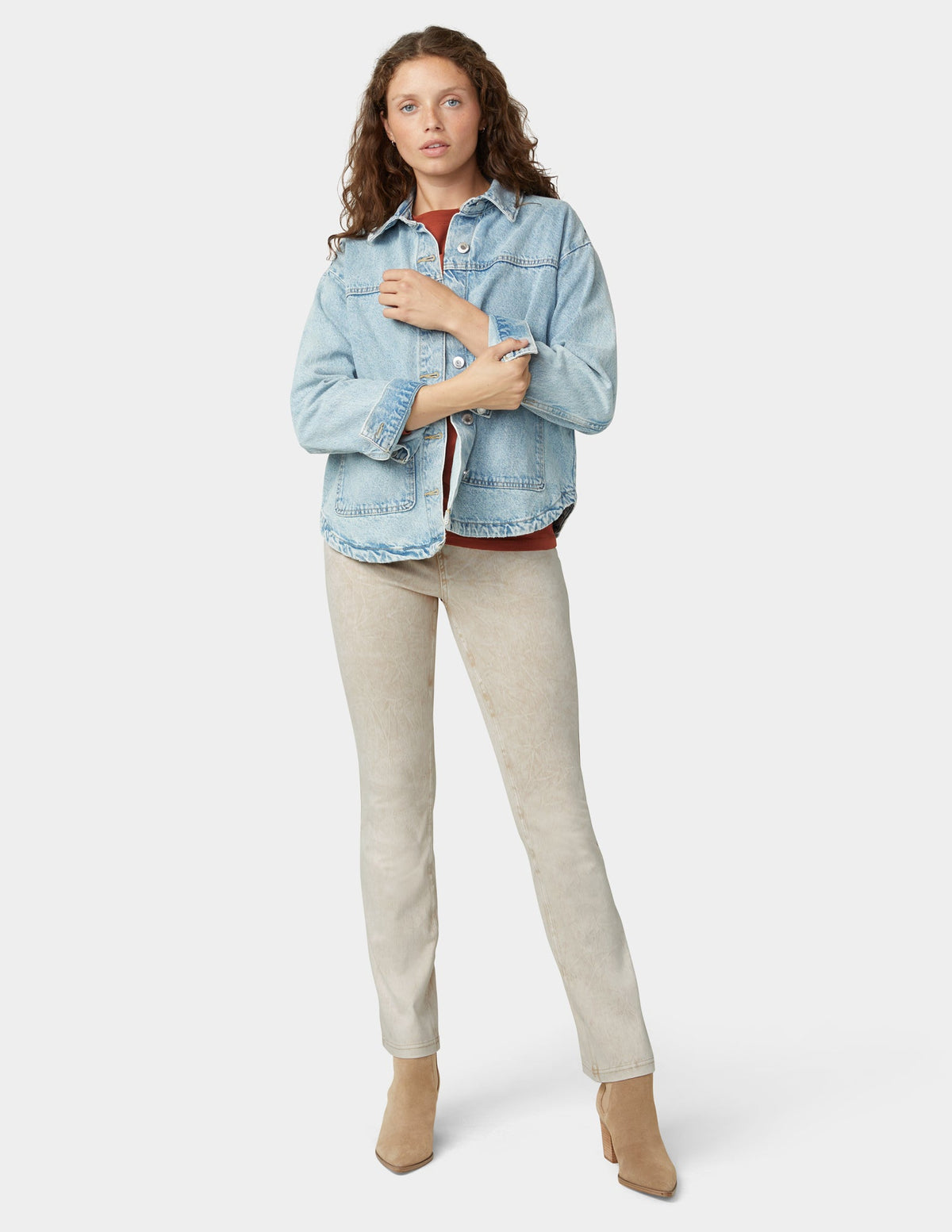 Hue Ultra Soft Denim Baby Bootcut - Oatmeal Acid Wash