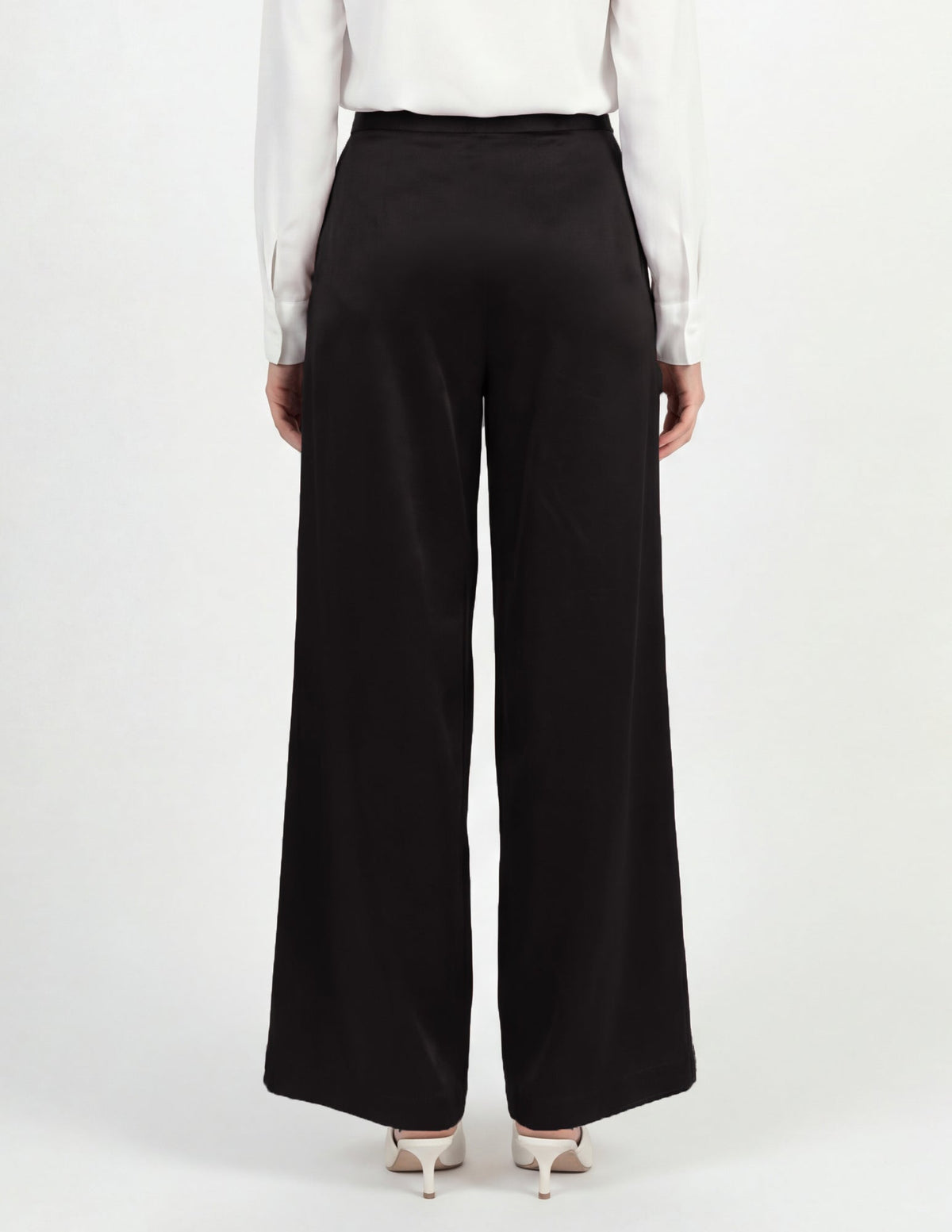 Hue Satin Wide Leg Pant - Black