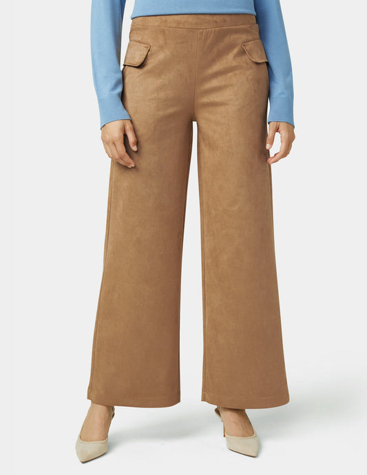Hue Suede Wide Leg Pant - Tobacco Brown