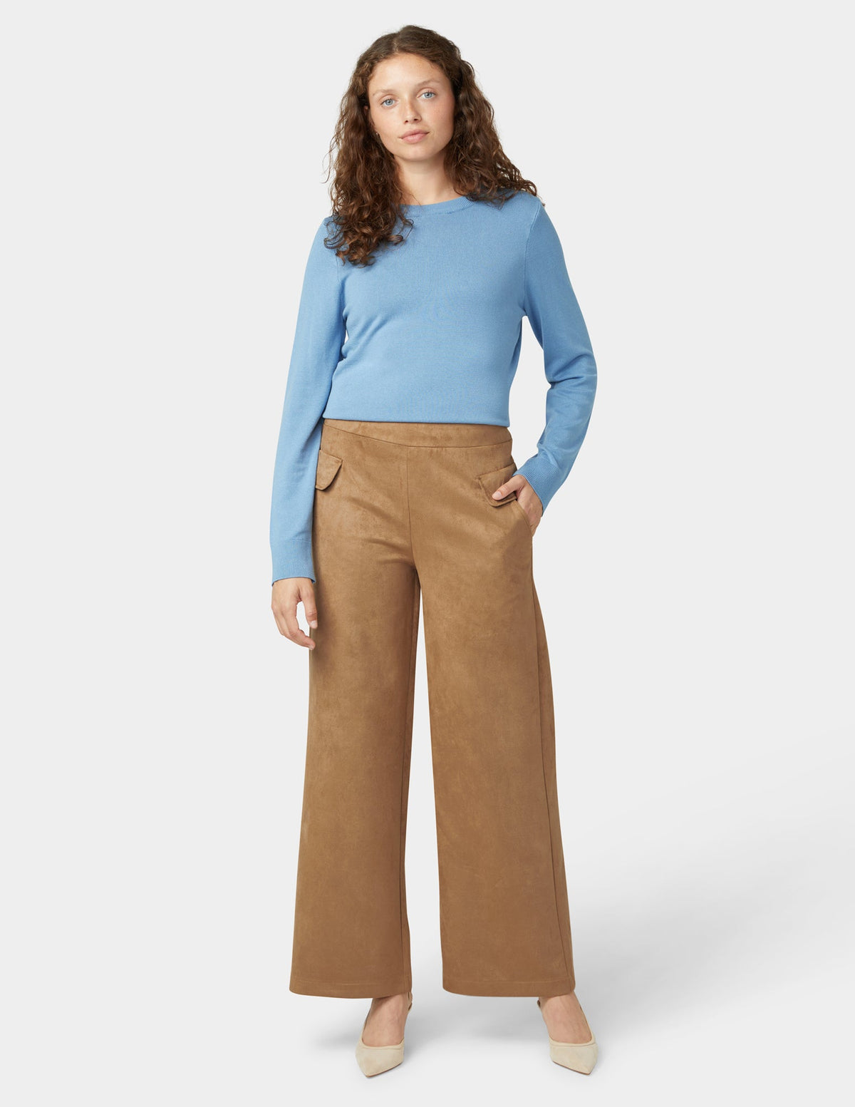 Hue Suede Wide Leg Pant - Tobacco Brown