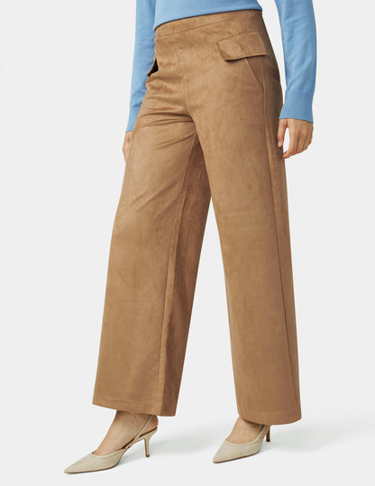 Hue Suede Wide Leg Pant - Tobacco Brown