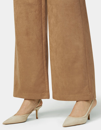 Hue Suede Wide Leg Pant - Tobacco Brown
