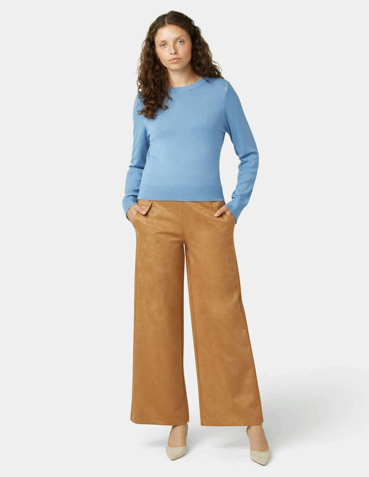 Hue Suede Wide Leg Pant - Tobacco Brown