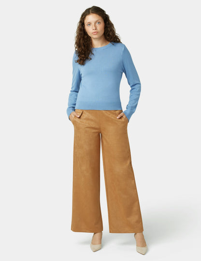 Hue Suede Wide Leg Pant - Tobacco Brown