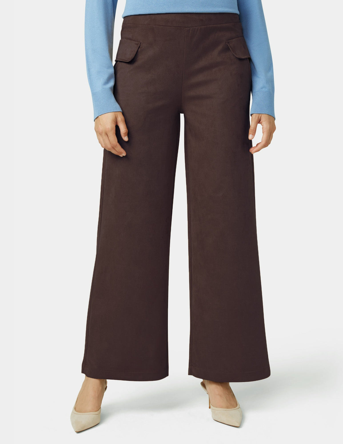 Hue Suede Wide Leg Pant - Coffee Bean