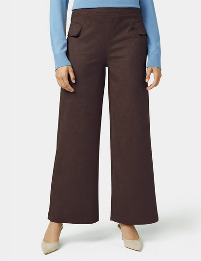 Hue Suede Wide Leg Pant - Coffee Bean
