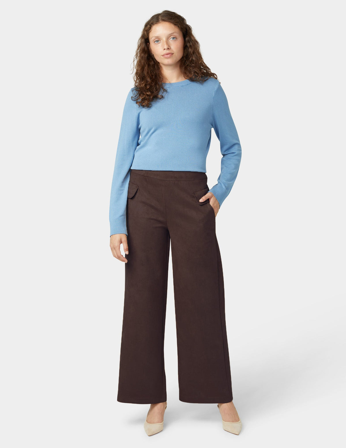 Hue Suede Wide Leg Pant - Coffee Bean