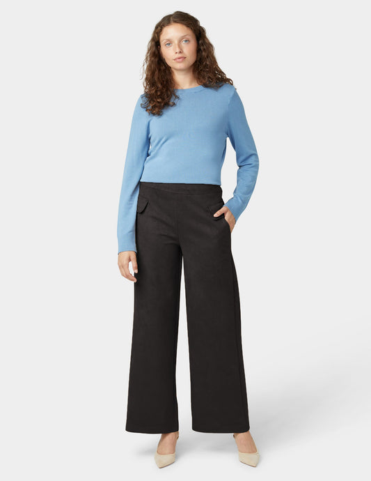 Hue Suede Wide Leg Pant - Black