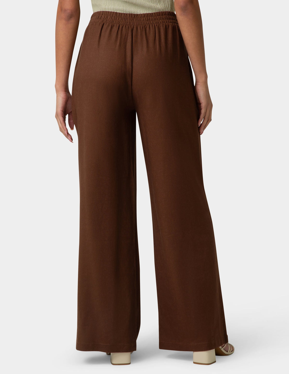 Hue Coastal Linen Palazzo Pant - Shaved Chocolate