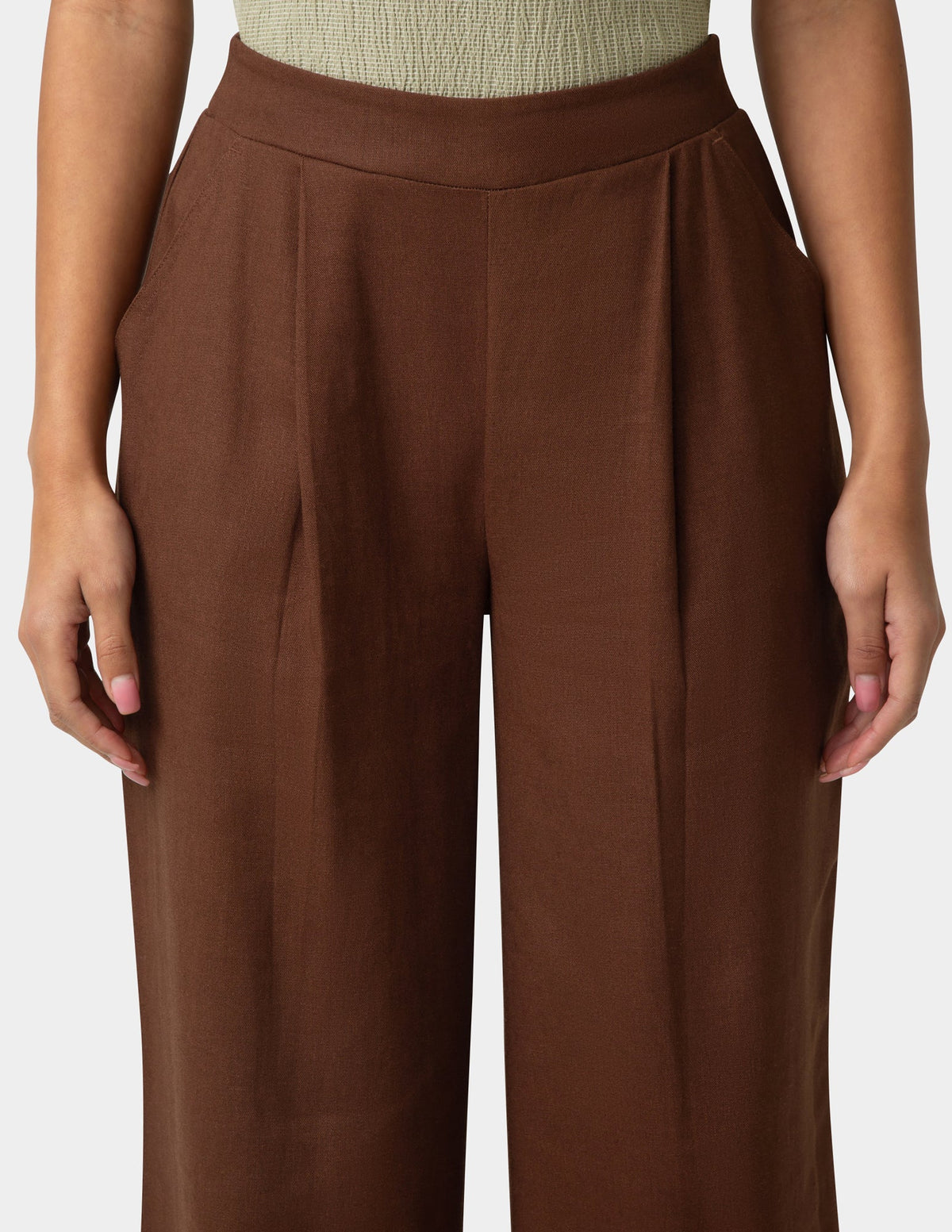 Hue Coastal Linen Palazzo Pant - Shaved Chocolate