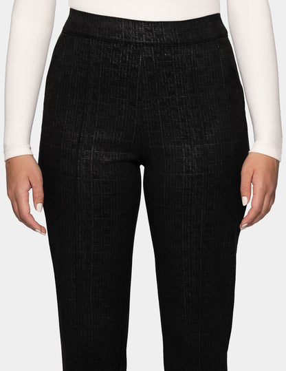 Hue Faux Suede Metallic Geo Pant - Black
