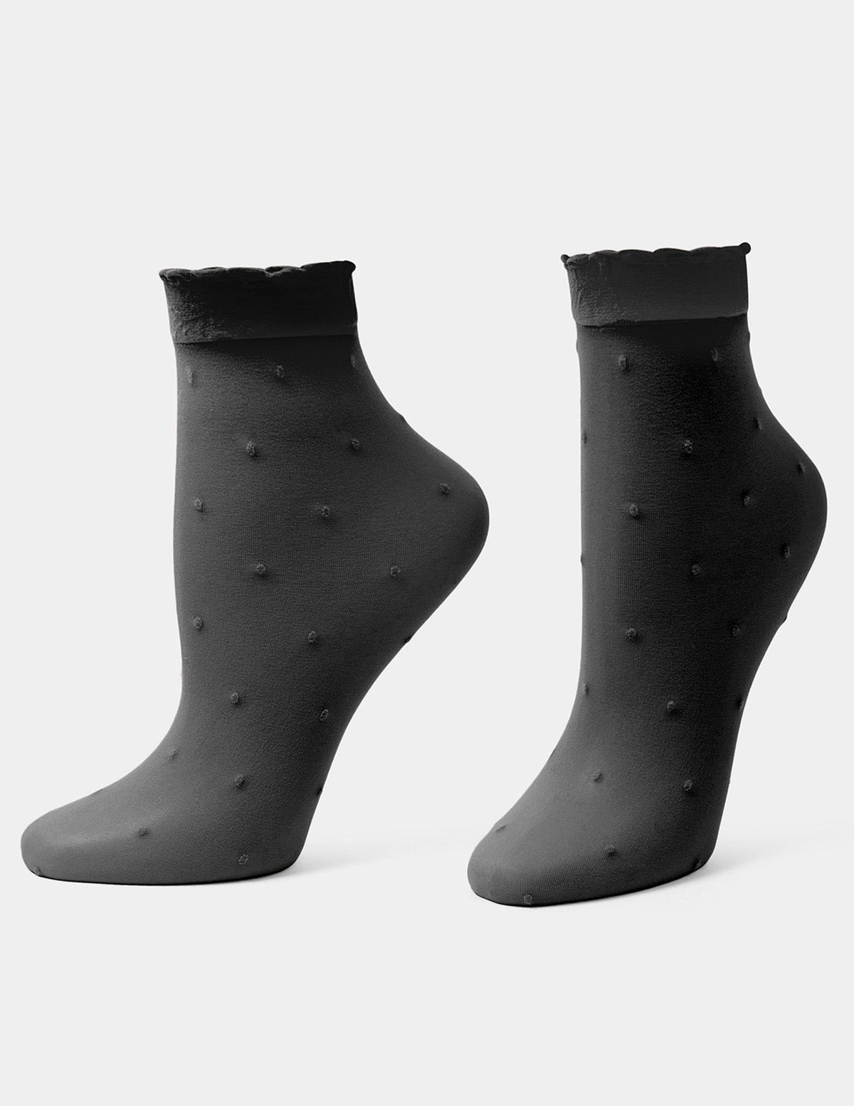 Hue Sheer Pindot Anklet 3 Pair Pack - Black