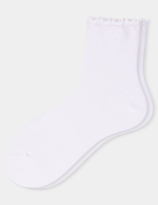 Hue Ruffle Edge Ankle Sock - White
