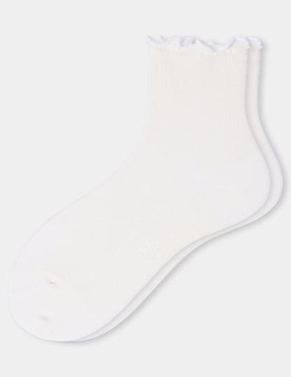 Hue Ruffle Edge Ankle Sock - Ivory