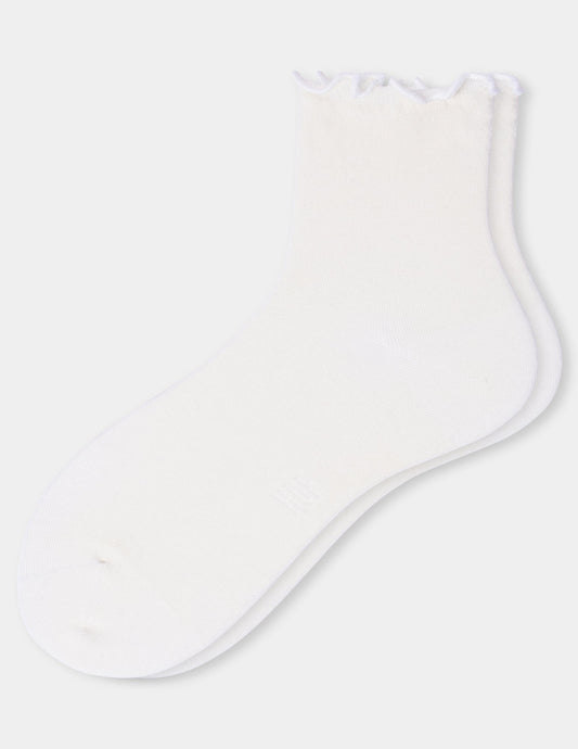 Hue Ruffle Edge Ankle Sock - Ivory