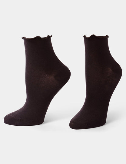 Hue Ruffle Edge Ankle Sock - Java
