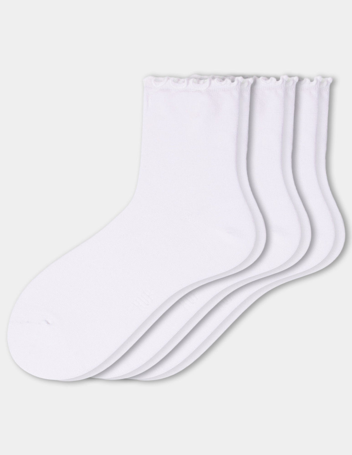 Hue Ruffle Edge Ankle Sock 3 Pair Pack - White