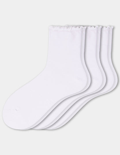 Hue Ruffle Edge Ankle Sock 3 Pair Pack - White