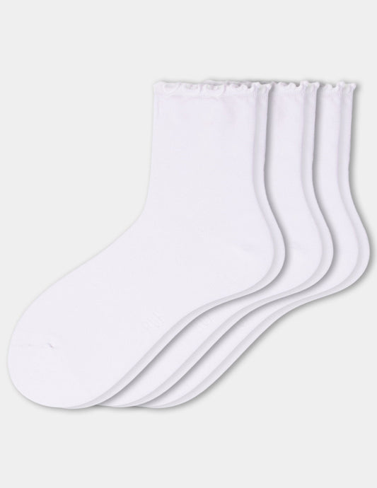 Hue Ruffle Edge Ankle Sock 3 Pair Pack - White