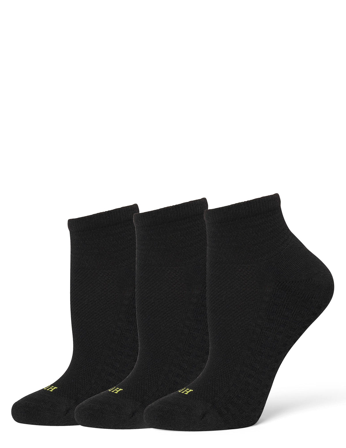 Hue HUE Air Cushion Quarter Top Socks 3 Pair Pack - Black
