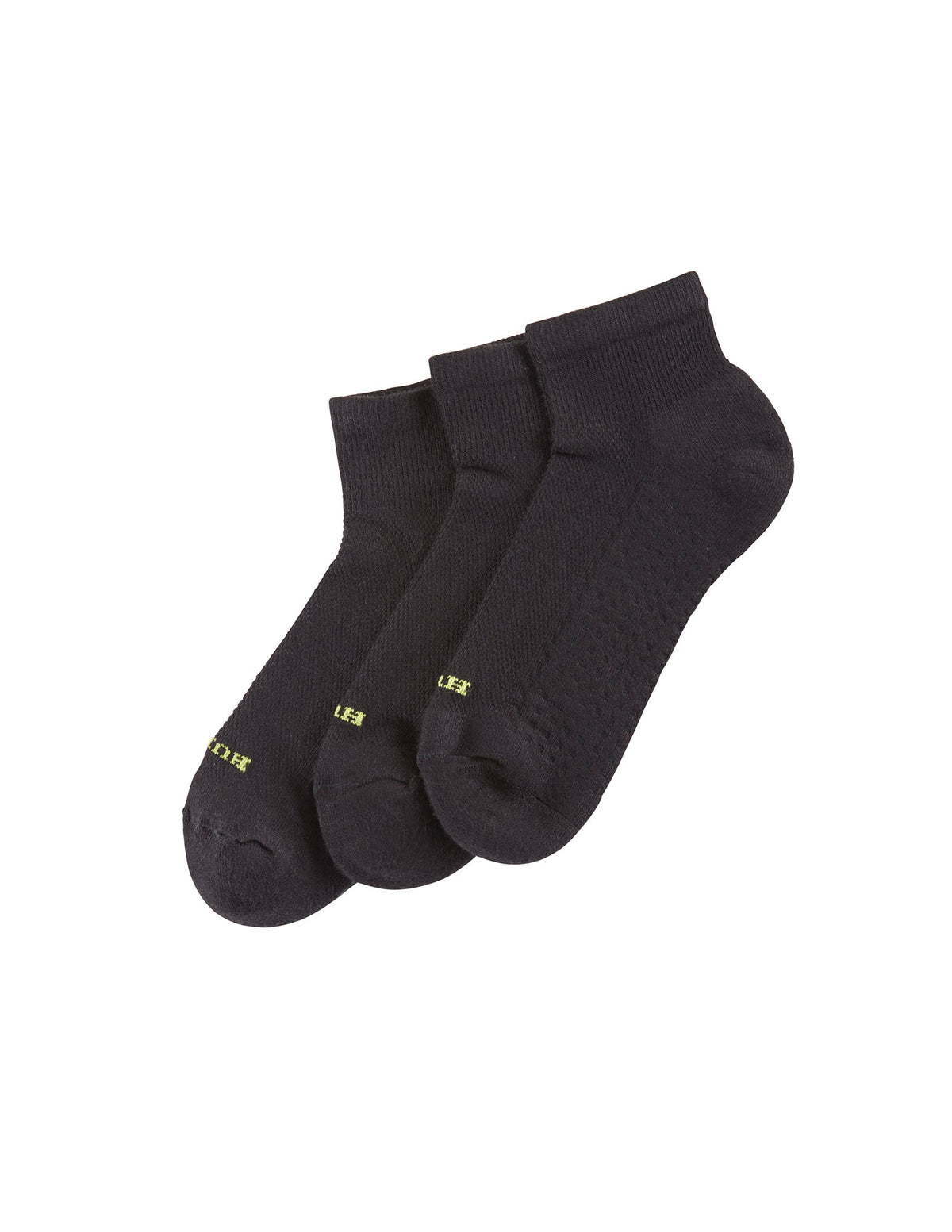 Hue HUE Air Cushion Quarter Top Socks 3 Pair Pack - Black