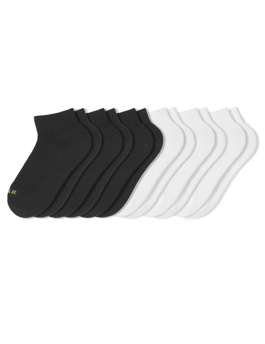 Hue Quarter Top with Cushion Sport Socks 6 Pair Pack - Black/Multi