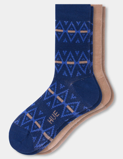 Hue Argyle Stripe Boot Sock 2 Pair Pack - Navy
