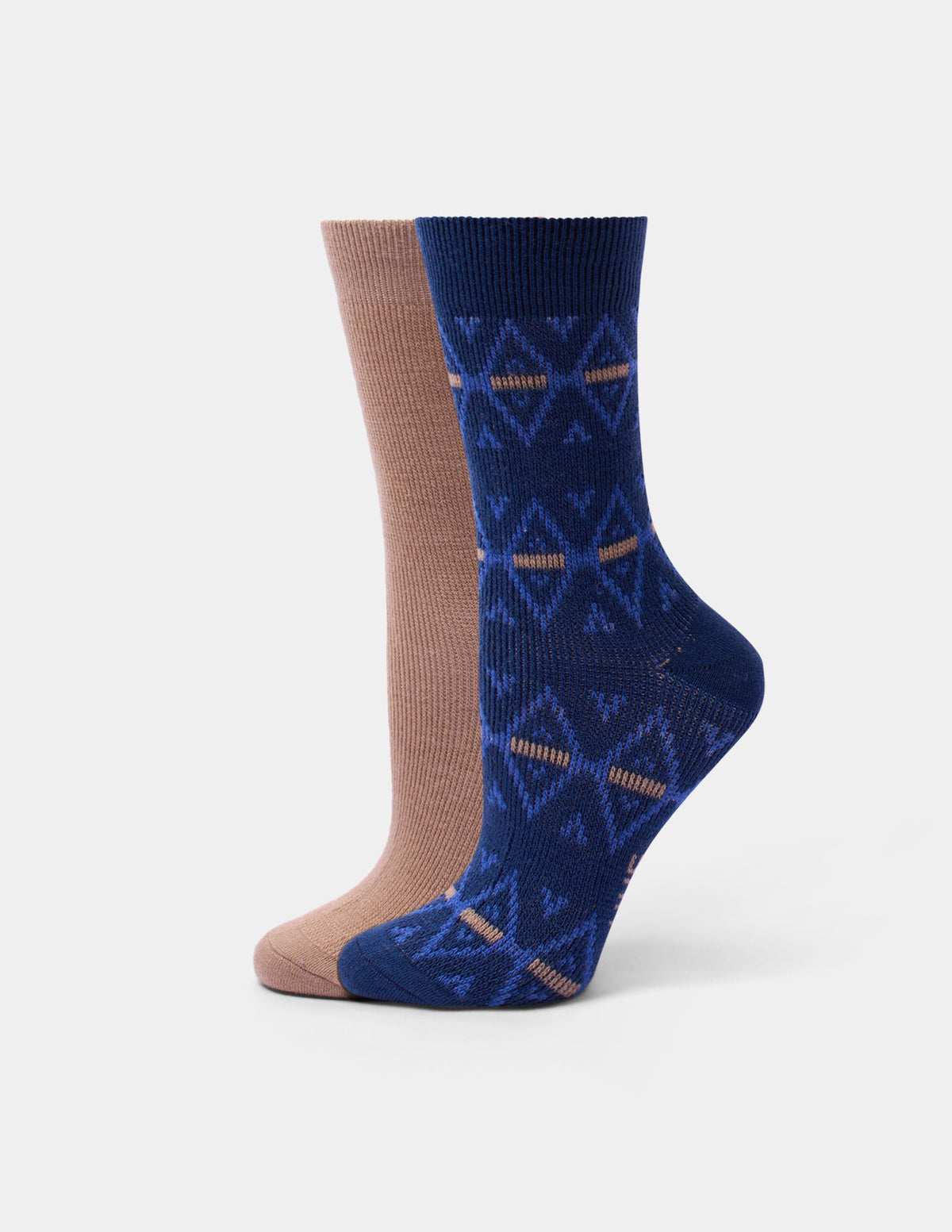 Hue Argyle Stripe Boot Sock 2 Pair Pack - Navy