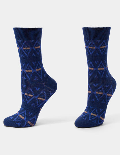 Hue Argyle Stripe Boot Sock 2 Pair Pack - Navy