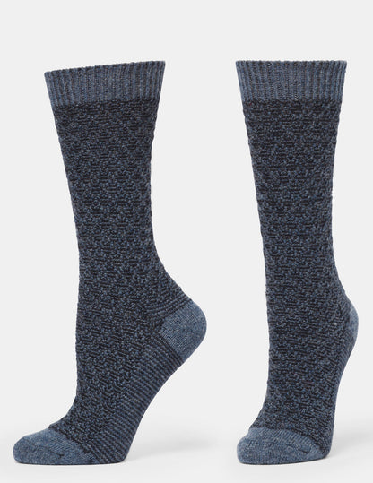 Hue Textured Wool Blend Crew 2 Pair Pack - Blue