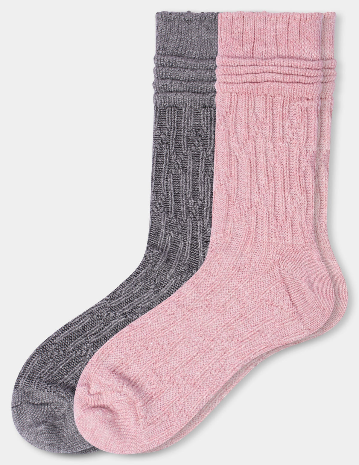 Hue Bubble Cable Boot Sock 2 Pair Pack - Pink