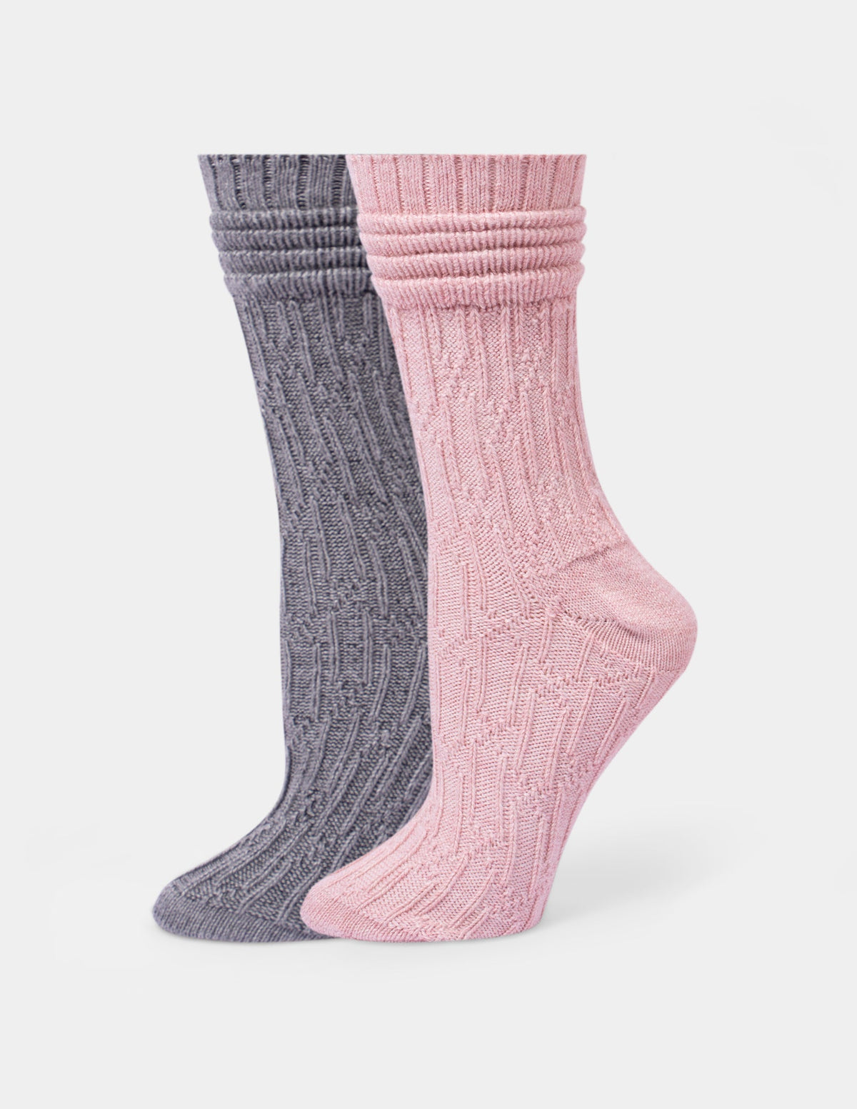 Hue Bubble Cable Boot Sock 2 Pair Pack - Pink