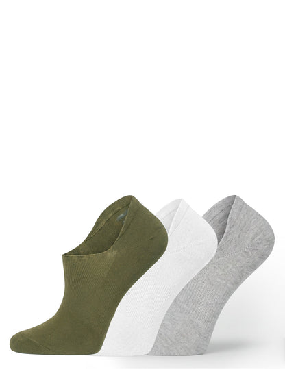 Hue Cotton No Show Arch Hug Sock 3 Pair Pack - Earthy