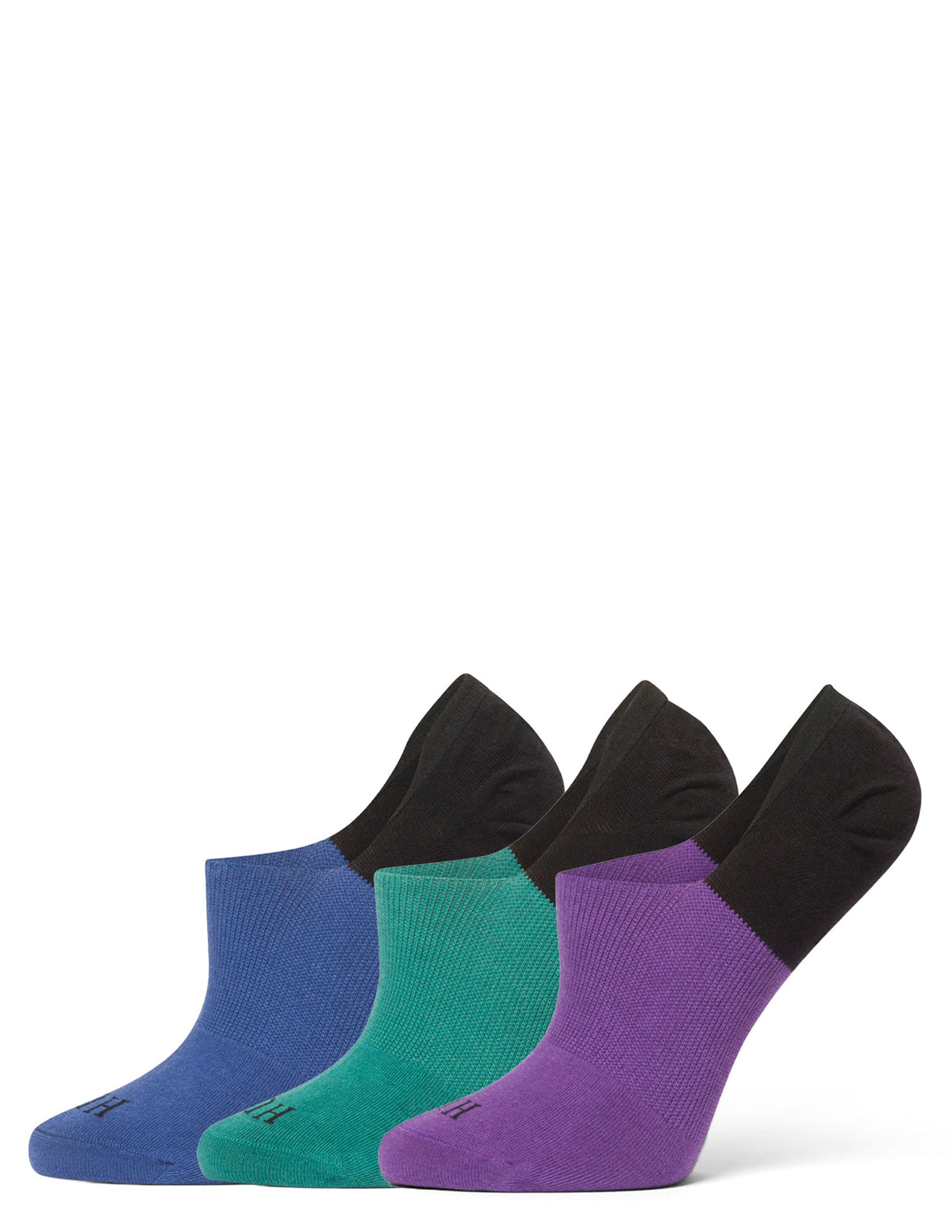 Hue Cotton No Show Arch Hug Sock 3 Pair Pack - Blue