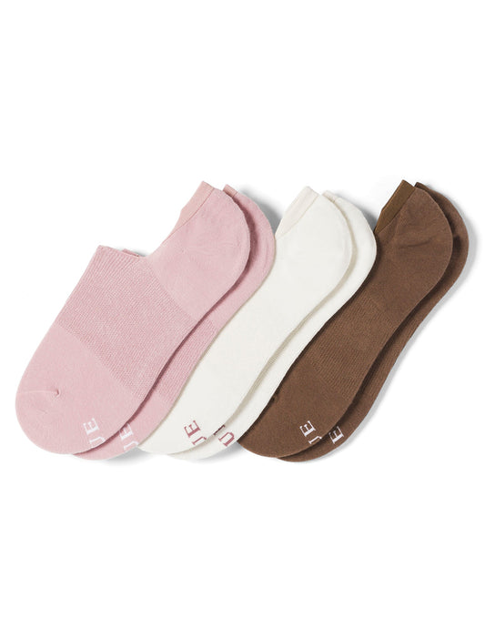 Hue Cotton No Show Arch Hug Sock 3 Pair Pack - Lilas