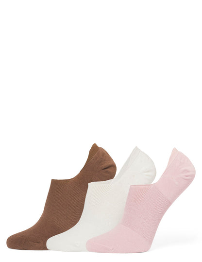 Hue Cotton No Show Arch Hug Sock 3 Pair Pack - Lilas