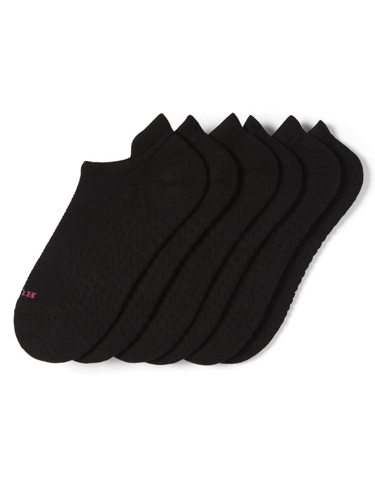 Hue Air Cushion Tab Back No Show Sock 3 Pair Pack - Black