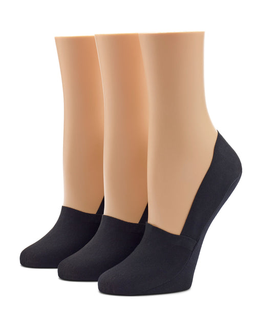Hue Perfect Edge Cotton Loafer Liner 3 Pair Pack - Black