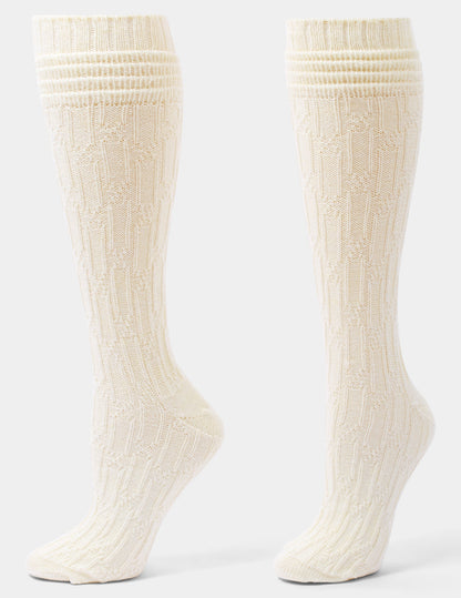 Hue Bubble Cable Knee Sock - Ivory