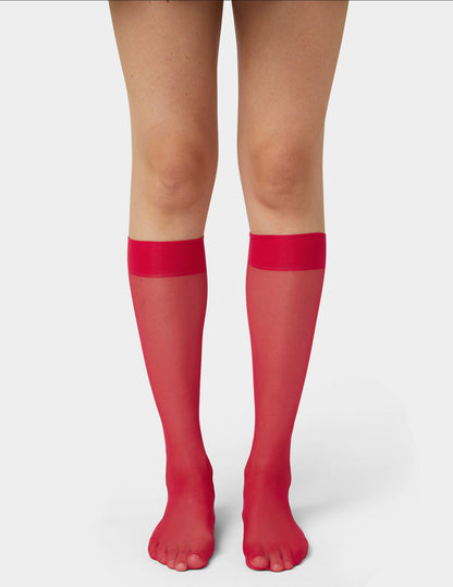 Hue Sheer Knee High - Jester Red