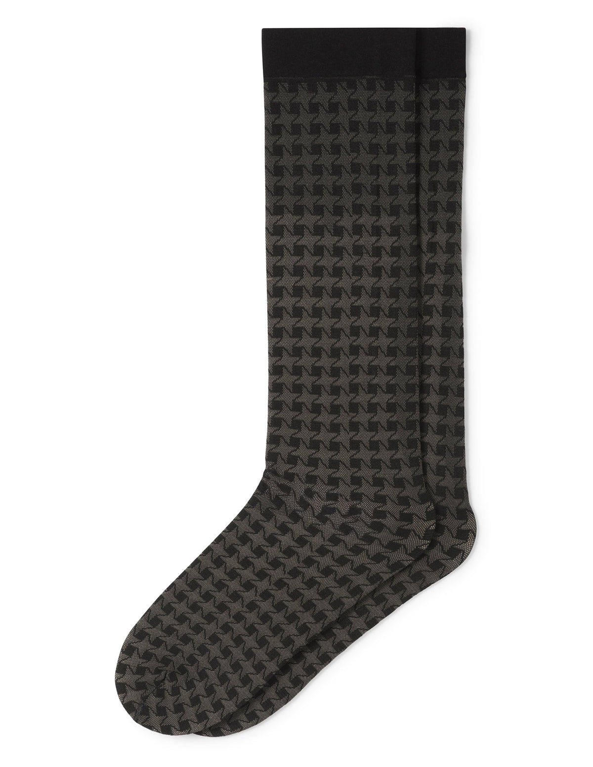 Hue Tonal Houndstooth Knee High - Black