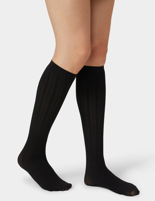 Hue Cable Knee High - Black
