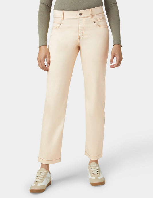 Hue Crosshatch Denim Straight Leg Pant - Ecru