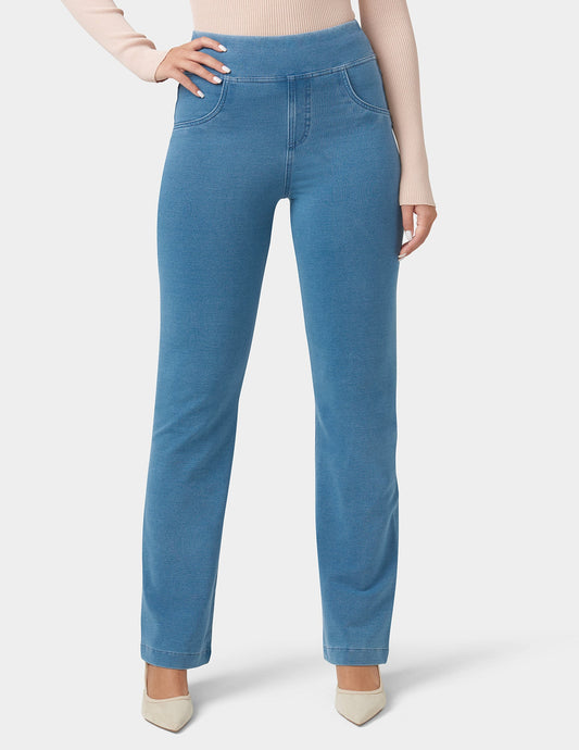 Hue Game-Changing Hi-Rise Straight Leg Legging - Classic Light Wash