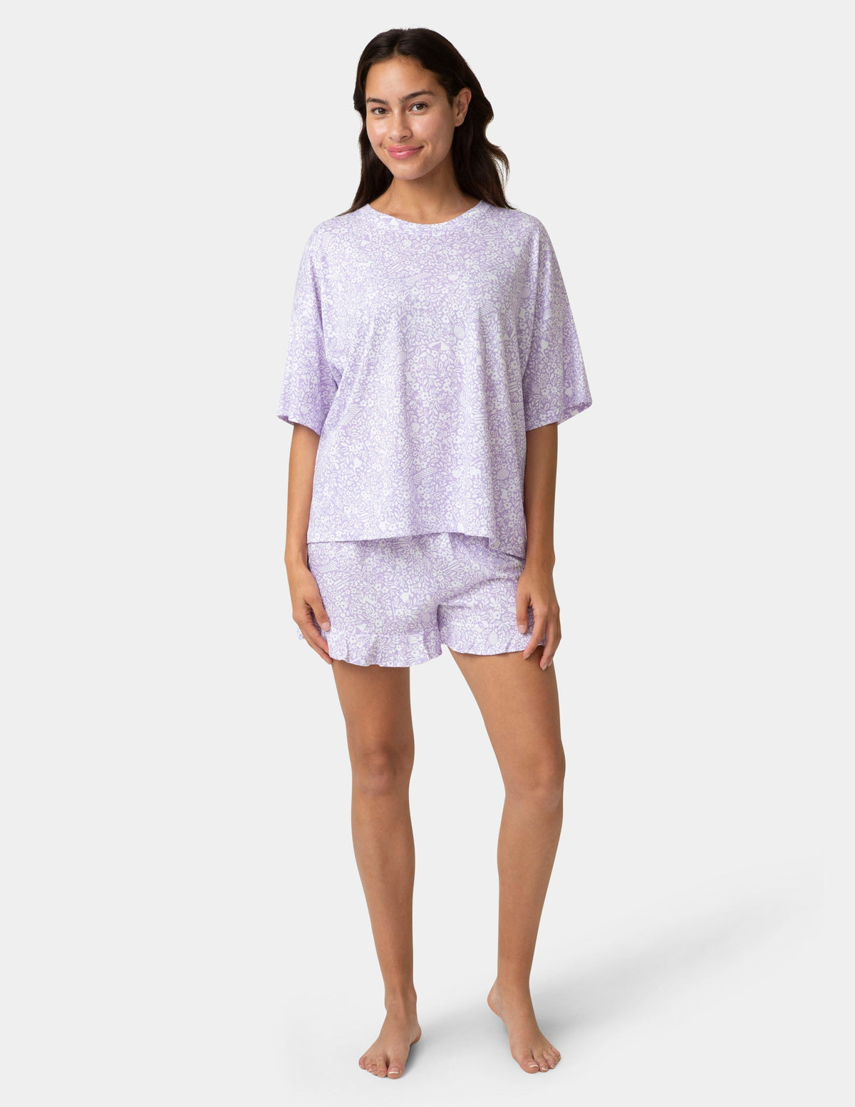 Hue Oversized Tee PJ Set - Purple Rose