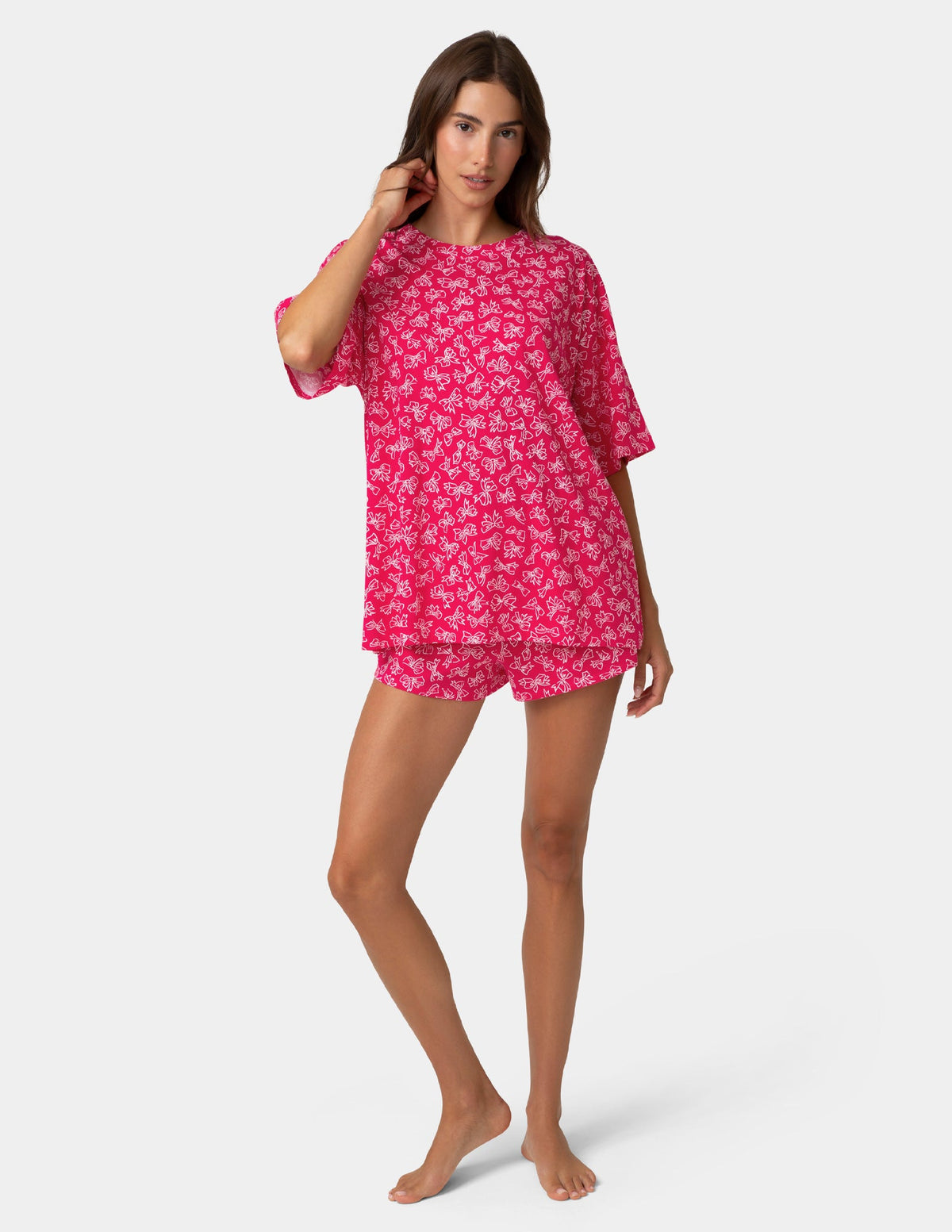Hue Put A Bow On It PJ Set - Bright Rose